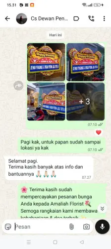 Testimonial Papan Bunga Pernikahan sepinggan
